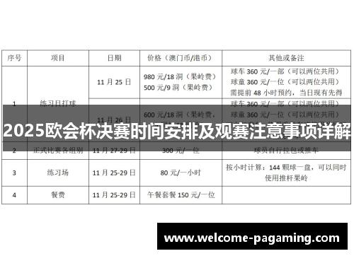 2025欧会杯决赛时间安排及观赛注意事项详解 2025欧会杯决赛时间安排及观赛注意事项详解